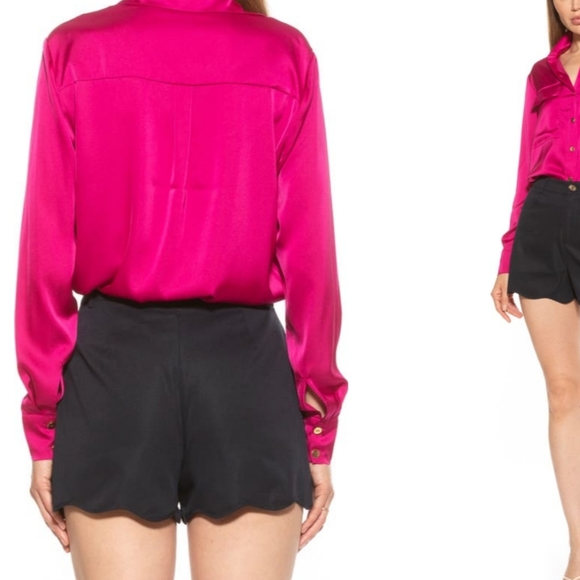 Alexia Admor Megenta Silk Blouse - Picture 3 of 7